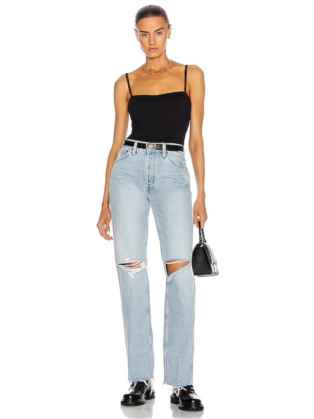 RE/DONE HIGH RISE DISTRESSED 90S JEANS SZ 26, BREEZY